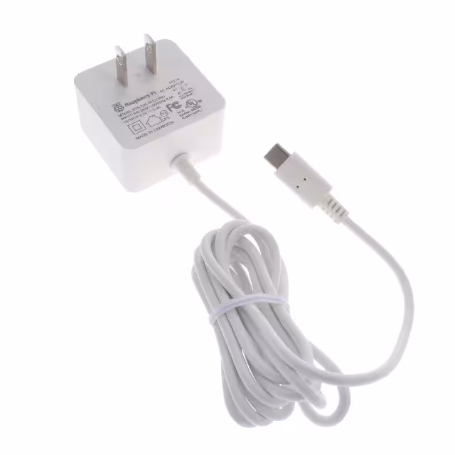 RPI USB-C POWER SUPPLY WHITE US Raspberry Pi  Adaptateurs muraux de bureau CA CC
